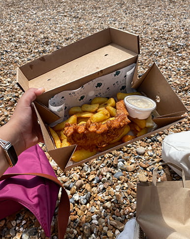 Close up of fish and chips