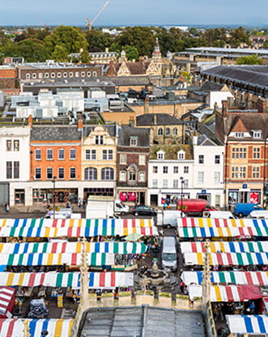 Aerial view of a food market