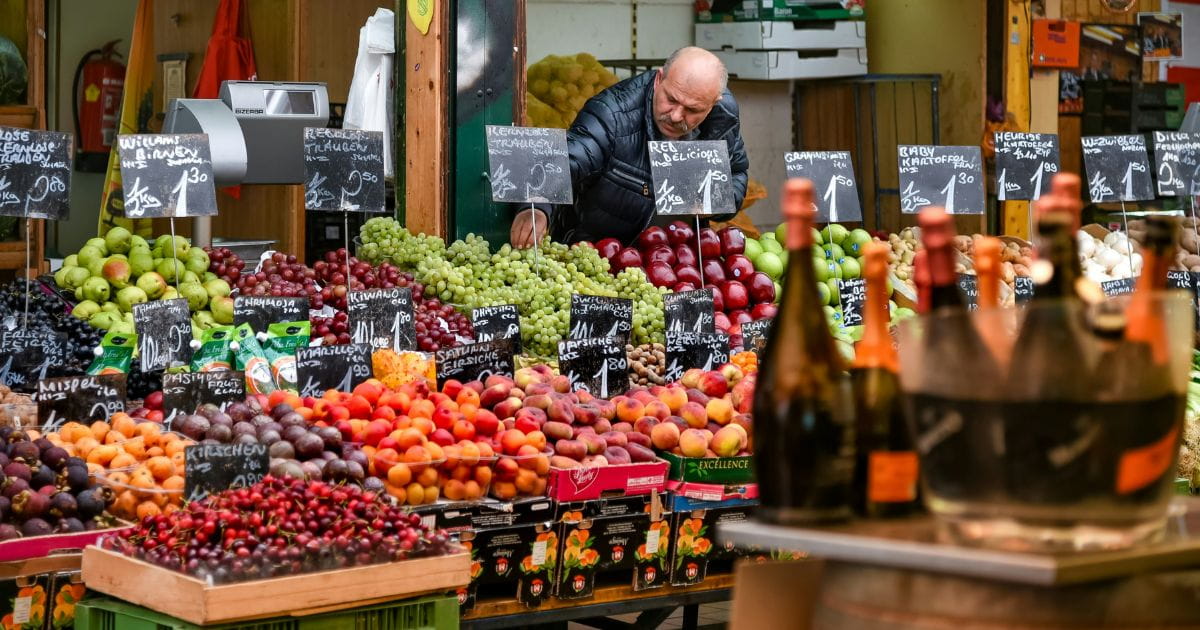 Stock image of a market trader