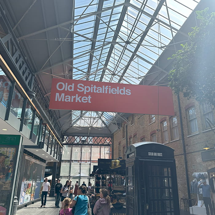 Inside Spitalfields market building