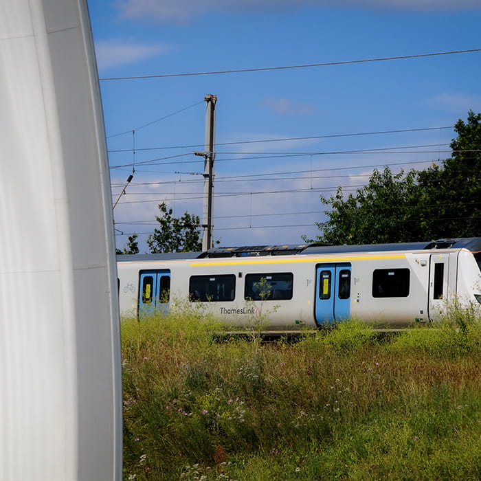 Train passing by a window