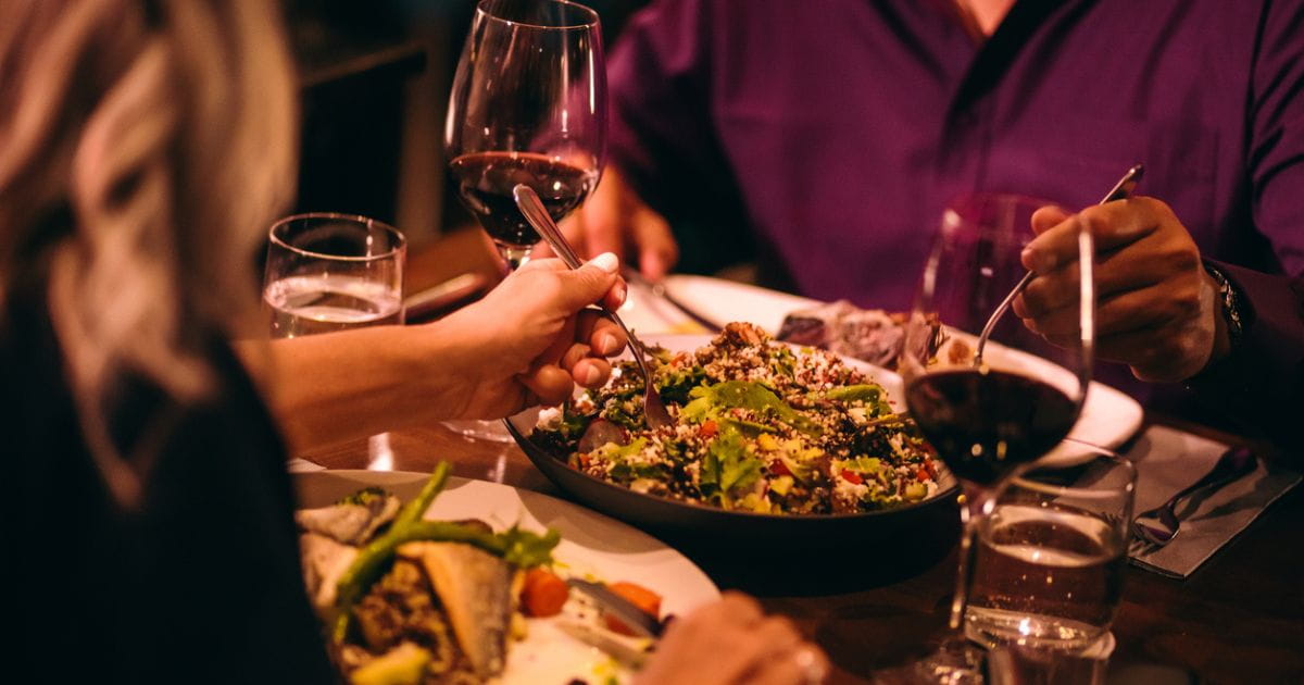 Romantic date dinner wine