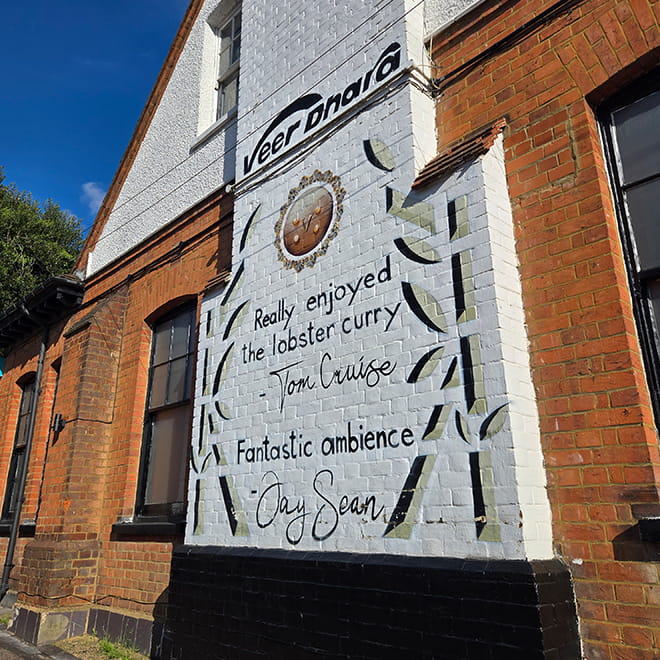 Mural on the side of a restaurant