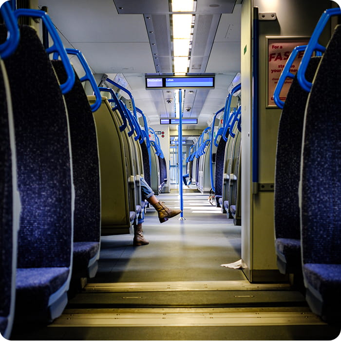 View of seats inside a train