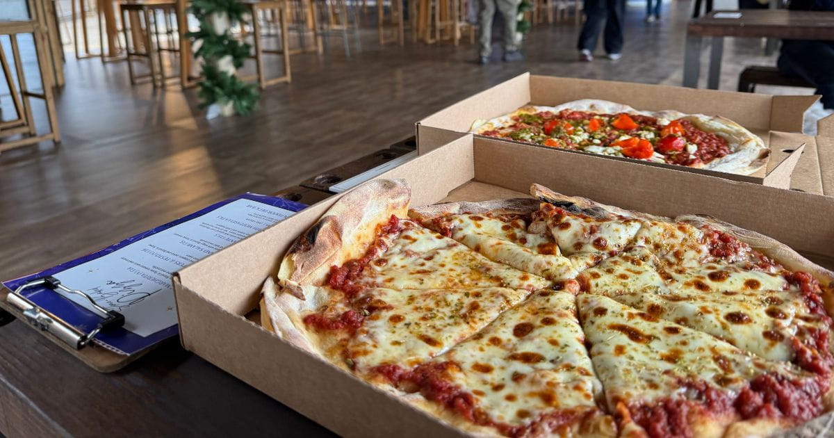 Pizza at Winter by the river