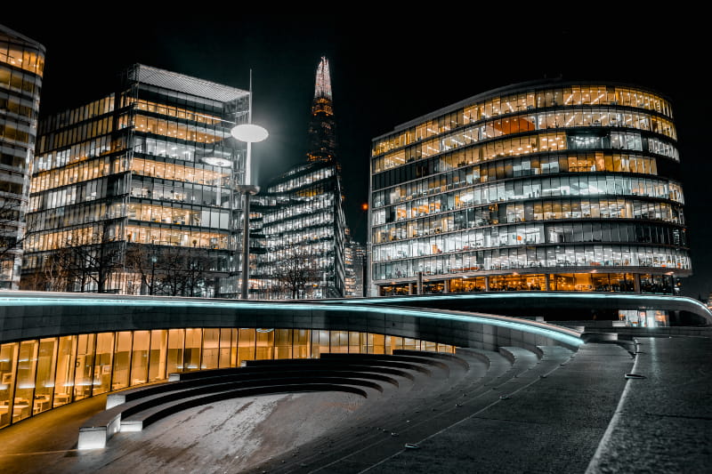 a view of a city at night