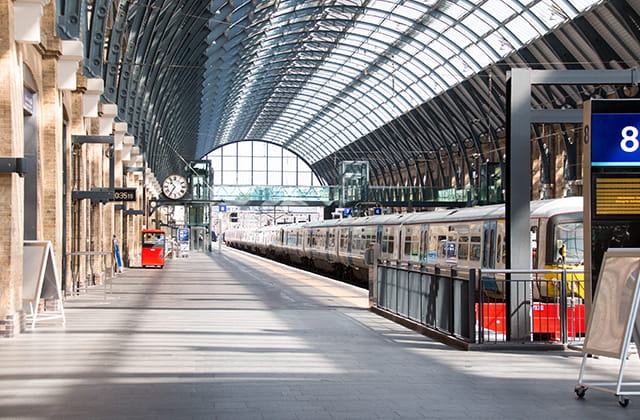 a train pulling into a station