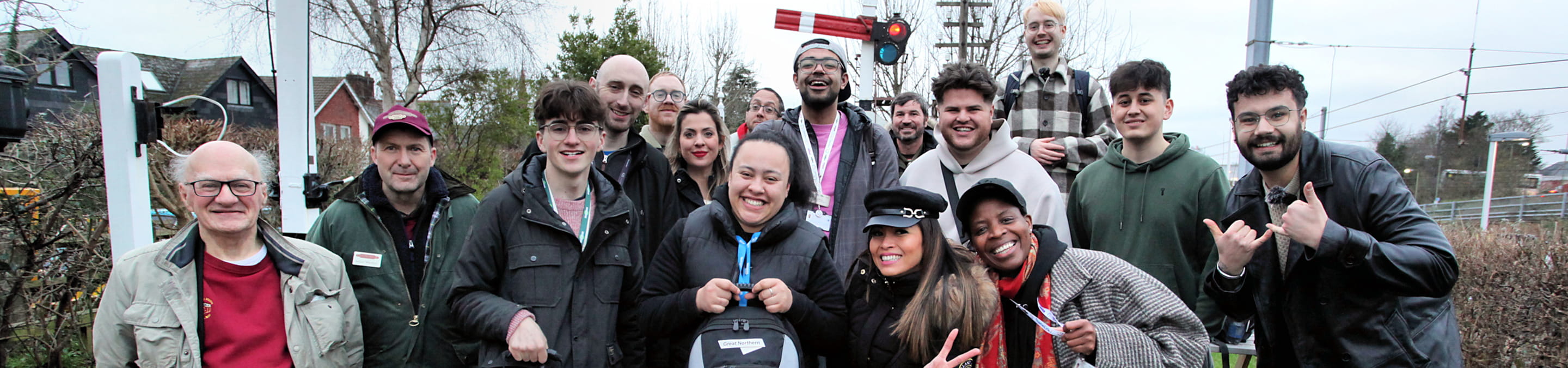 Destination Dash teams standing on a Brighton train station