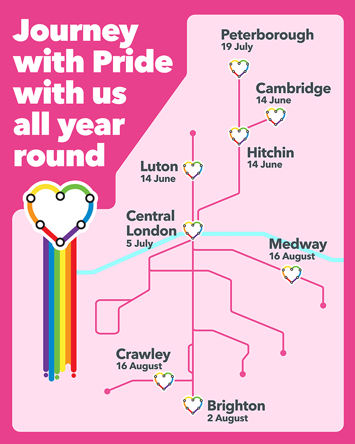 Pride events on the Thameslink network