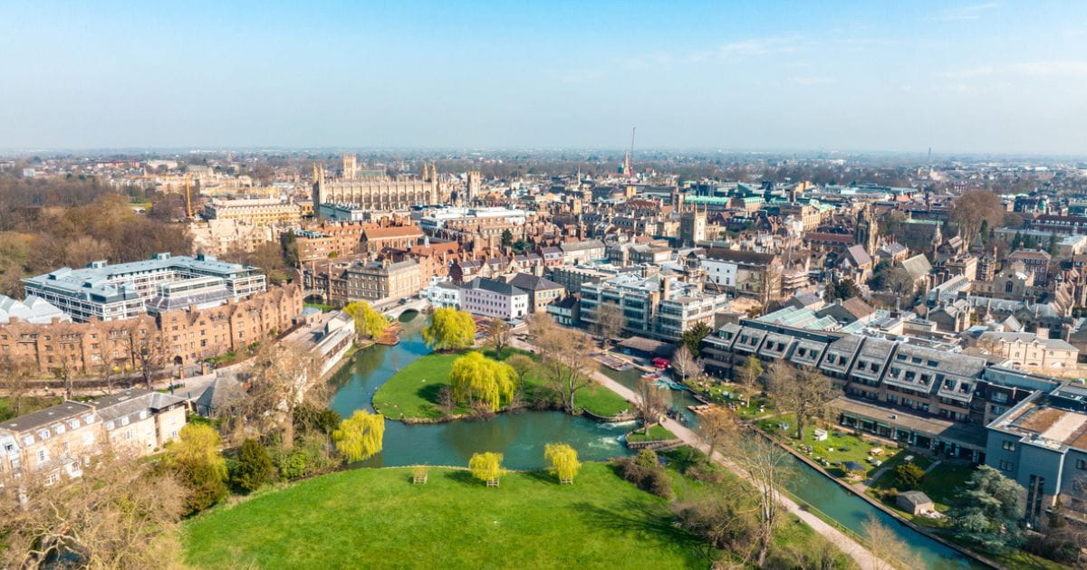 Aerial view of Cambridge England