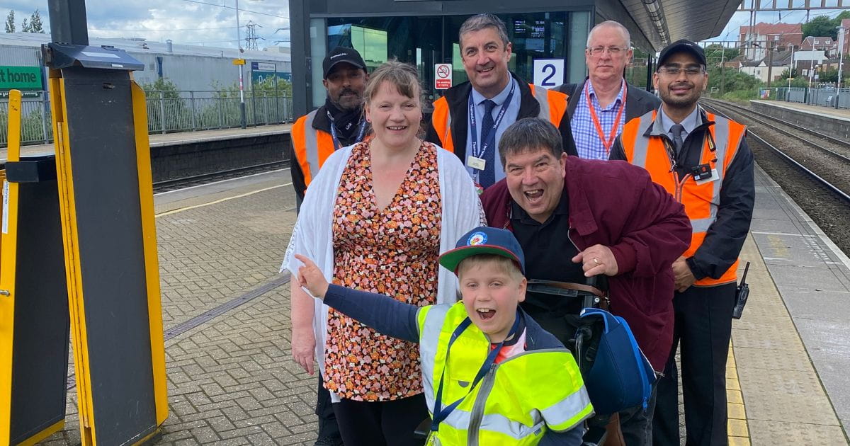 Thameslink station staff with Alfie and family