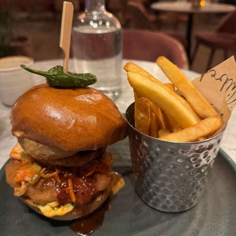 Mildreds vegan burger and fries London